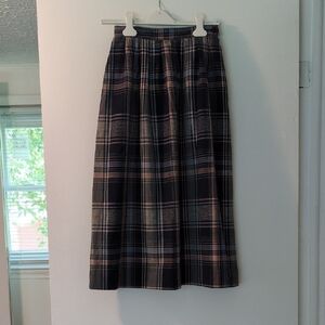 Pendleton A-Line Skirt - Navy and Pink Plaid